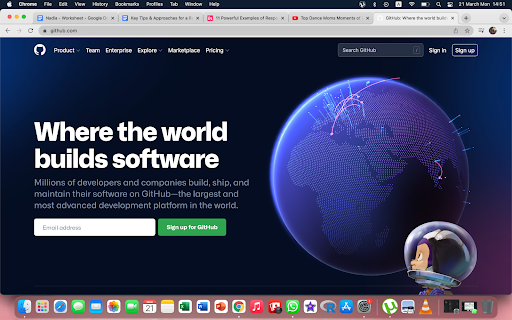 Github landing page Github landing page